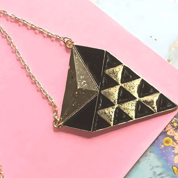*Clearance* Ladies Gold Triangular Necklace - Picture 2 of 3